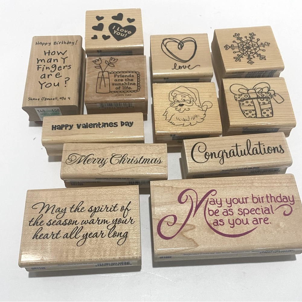 Lot of 12 Craft Rubber Stamps Various Occasions